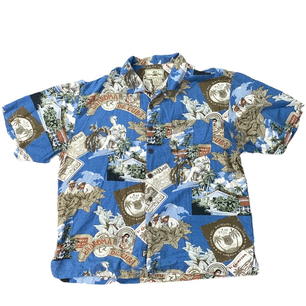 Men’s Seven Palm 100% silk  Hawaiian Shirt Size XL